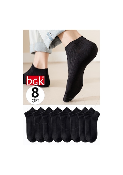 Bgk Unisex 8 Çift Renkli Çizgili Çorap Siyah
