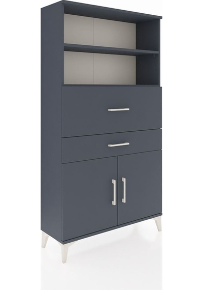 Arges Dolap 3 Raflı 2 Çekmeceli 2 Kapaklı 88x30x163 Antrasit-... Antrasit