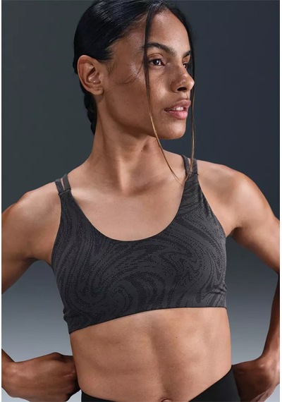 Women's Zenvy Bra Hafif Destekli Pedli Gri-siyah Desenli Kadın Sporcu Sütyeni Siyah