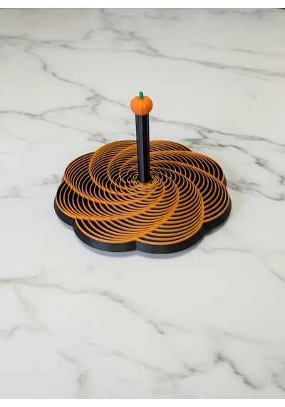 3d Baskı Spiral Halkalı Balkabağı Dekoratif Obje Dönen Kinetik Masa Aksesuarı Sonbahar Turuncu Siyah