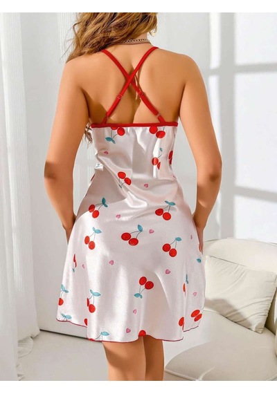 Kadın Beyaz Kırmızı Kiraz Desenli Saten Gecelik 2230 Beden / Renk: S/m / Beyaz Diğer Kadın Beyaz Kırmızı Kiraz Desenli Saten Gecelik 2230 Beden / Renk: S/m / Beyaz Diğer