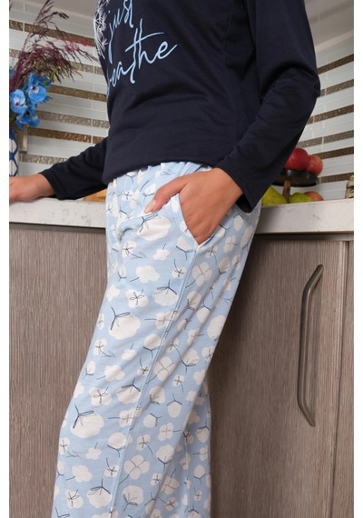 Akbeniz Kadın Penye Uzun Kol Pijama Takım 4189 - M Lacivert