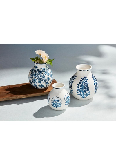 Cflwr Blok Baskı Çiçek Vazosu, 7" X 6"
