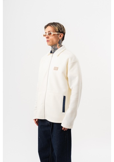 Respire Erkek Zip Oversize Polar Ceket Ekru