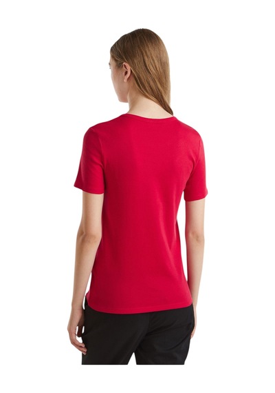 United Colors Of Benetton Kadın Benetton Yazılı Basic T-shirt Fuşya