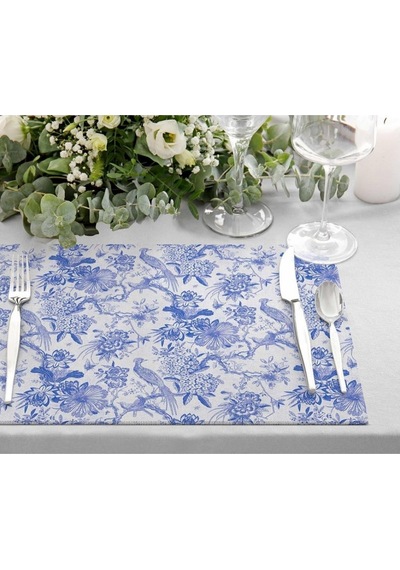 Blue Garden Kumaş Amerikan Servis 4'lü Set Keten Kumaş, Uluslararası Yıkama Ve Solmama Sertifikası Çok Renkli