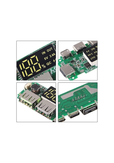 18650 Lityum Pil Şarj Modülü Dijital Göstergeli 5v2.4a 2a 1a Dual Usb Çıkış