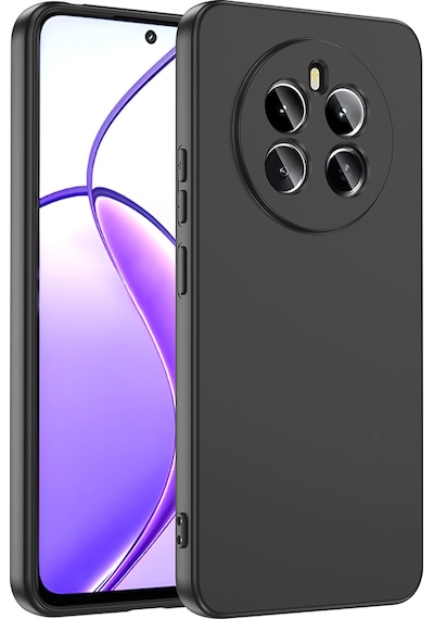 Realme 12 Plus Kılıf Lansman Tasarım İç Yüzeyi Kadife Silikon Siyah