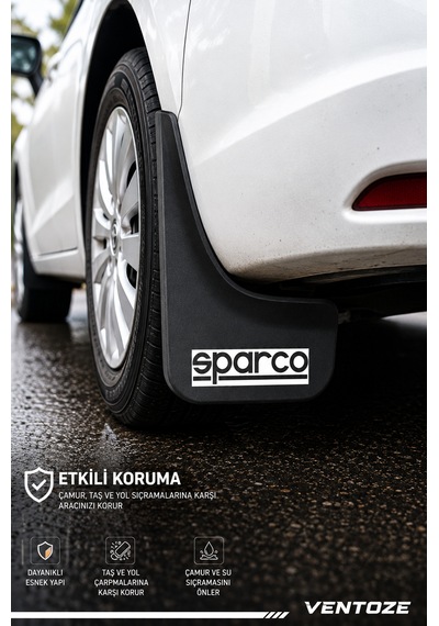 Sparco Universal Esnek Arka Paçalık Seti 2li Çamurluk Tozluğu 2 Adet Siyah Renk