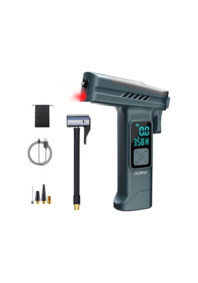 Araba Hava Pompası 4 Ü 1 Arada: Kompresör + Cam Kırıcı + Kemer Kesici + Led Işık Şarjlı 4000mah Araç