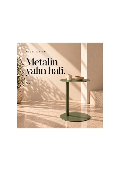 Slate Metal C Sehpa Modern Tasarım Elips Tablalı Minimalist Koltuk Yanı Sehpa Yeşil - 935314037 Yeşil