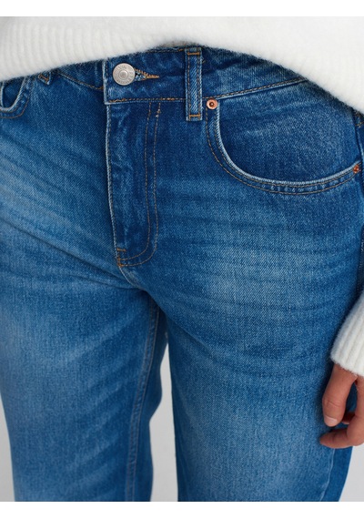 Dilvin 71742 Lazer Yıkama Stright Denim Pantolon Mavi