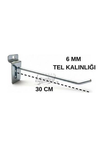 Kanallı Pano Kancası 30 Cm Kauçuklu Delüx 10 Kg Kapasiteli Mağaza Raf Askı Kancası 20 Adet