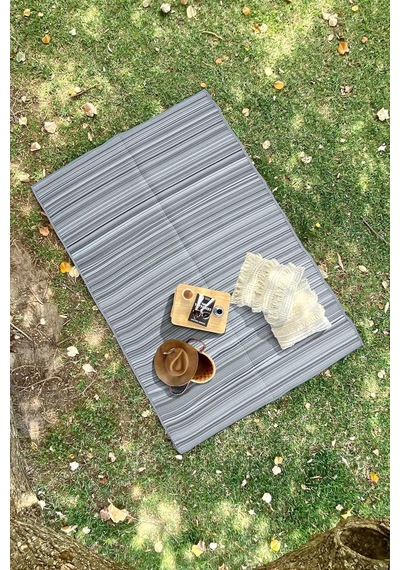 Katlanabilir Gri Plaj Kamp Piknik Bahçe Balkon Teras Hasır Halı Mat Savan Kilim Karavan Halısı 90x180