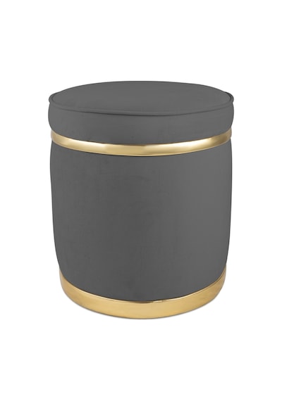 Zerafet Gold Kaplama Luxery Puf- Gri Babyface Kumaş Pofuduk Oturma Pufu&makyaj Pufu&bench