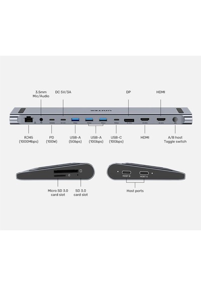 Uhub15+ Usb-c Üçlü 4k Kvm Bağlantı İstasyonu D1106agy01