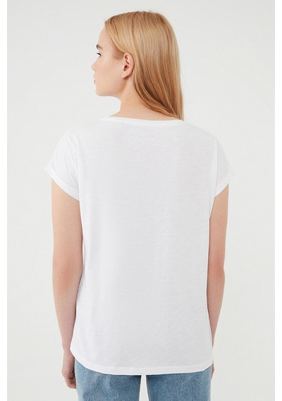 Mavi M1600961-620 Kadın T-shirt M1600961-620-R0198 Beyaz