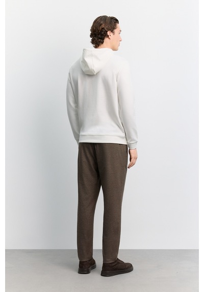 Avva Erkek Ekru Kapüşonlu Kolay Ütülenebilir İnterlok Regular Fit Sweatshirt B001034