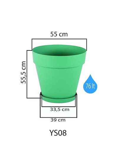 Serinova Ys08 Yalı Saksı Drenaj Aparatlı Tabaklı Dekoratif Saksı