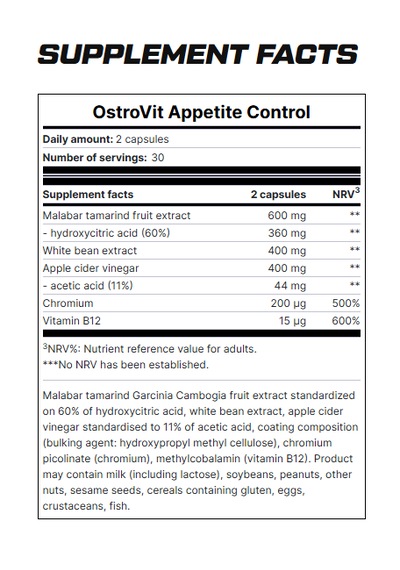 Ostrovit Appetite Control Hca Garcinia Cambogia Apple Cider Vinegar 60 Caps Aromasız