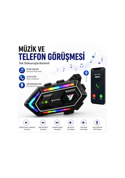 Motosiklet Kask Bluetooth İntercom Kask İnterkom Çift Mikrofonlu 300m Hd Ses