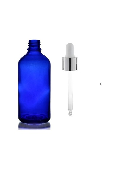 30ml Mavi Cam Damlalıklı, 24 Adet, Gümüş Kapak Beyaz Emzik, Ecza Şişesi, Damlalıklı Şişe, Propolis Şişesi, Damlatmalı Şişe, Saç Serum Şişesi, Ecza Şişesi