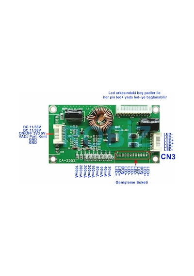 Ca255s Lcd Sürücü Kartı Led Tv Televizyon Sabit Akım Arka Işık Dc 24v 10 /48 Ekran Switch Voltaj Yü