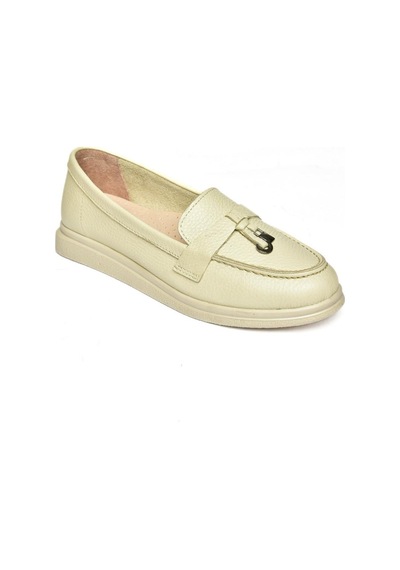 Fox Shoes P555014103 Bej Hakiki Deri Kadın Ayakkabı Bej
