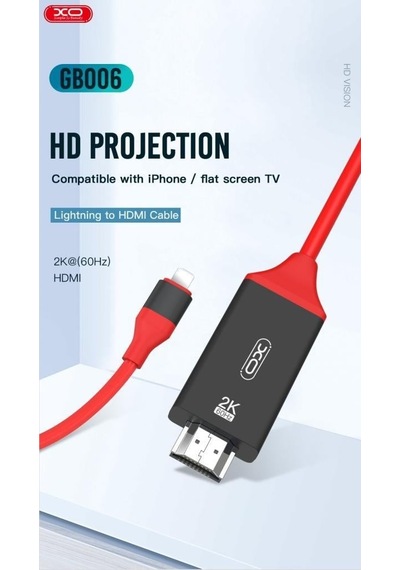 Apple Uyumlu iPhone Ve iPad  Lightning To Hdmı 2k 60hz Görüntü Aktarım Kablosu 1.8 Metre Gb006