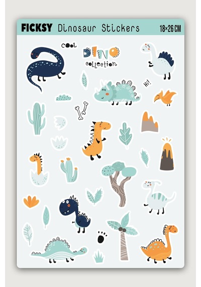 Sevimli Dinozor Sticker Seti - 31 Adet Etiket Çıkartma Diğer