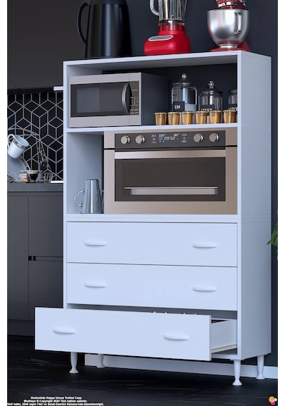 Velar 95 Cm 3 Çekmeceli Mikrodalga Fırın Mutfak Erzak Dolabı Çok Amaçlı Banyo Dolabı 95x150x32 Cm Beyaz Velar 95 Cm 3 Çekmeceli Mikrodalga Fırın Mutfak Erzak Dolabı Çok Amaçlı Banyo Dolabı 95x150x32 Cm Beyaz