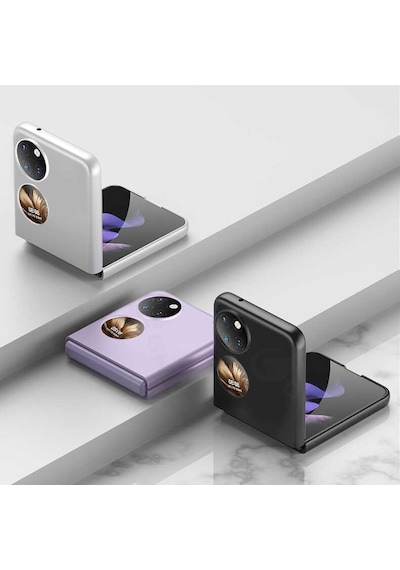 Huawei P50 Pocket Kılıf Pazarplus Sert Kıpta Kılıf Siyah