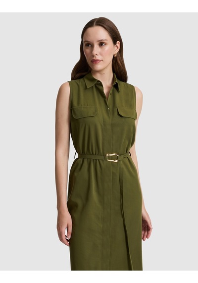 Pierre Cardin Kadın Haki Elbise Dokuma 50321336-vr027