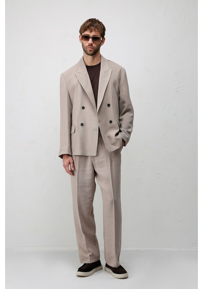 Antioch Modal Karışımlı Relaxed Fit Erkek Blazer Ceket Bej