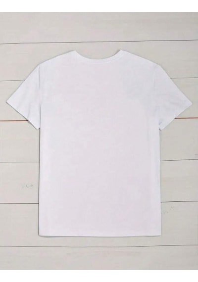 Rahat Kalıp Tree & Butterfly Baskılı Tshirt Beyaz