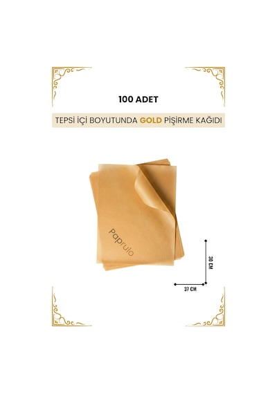 Ağartılmamış Fırın Pişirme Kağıdı 100 Adet Tepsi İçi Boyutunda 37x30 L Boy Gold Kalite