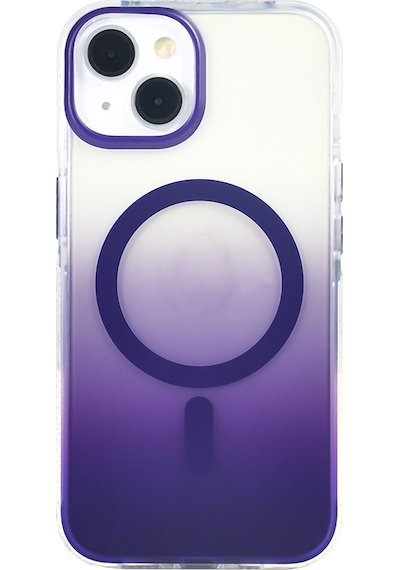 Apple Uyumlu iPhone 14 Kılıf Transparan Renk Geçişli M-safe Şarj Özellikli Toros Kapak Mor