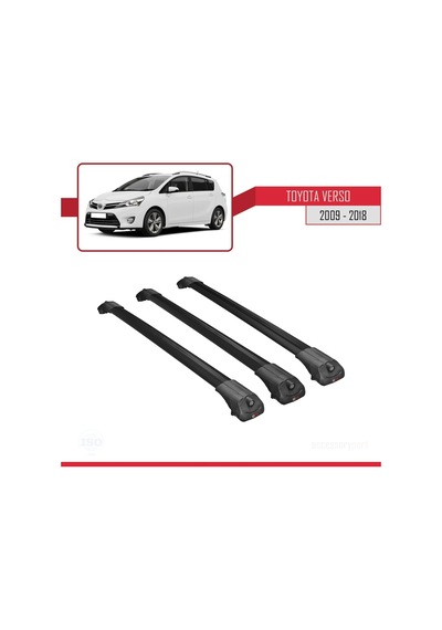 Toyota Verso 2009-2018 Arası İle Uyumlu Ace-1 Ara Atkı Tavan Barı Siyah 3 Adet Bar