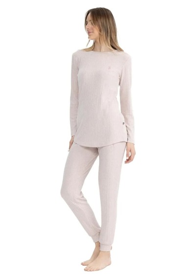 U.s. Polo Assn. Kadın Fitilli Yuvarlak Yaka Pijama Takımı PEMBE