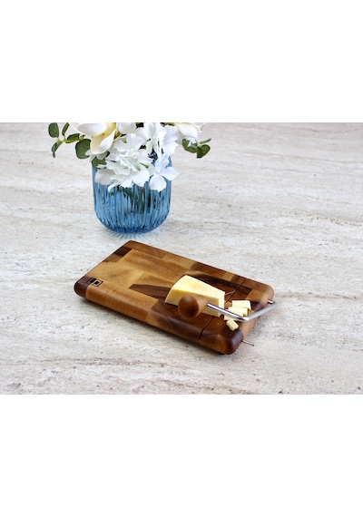 Doğal Akasya Ağacı Telli Peynir Kesme Tahtası Ve Sunum Tabağı 24x15 Cm Doğal Ahşap Rengi