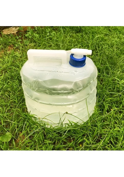 Musluk Kapaklı Akordiyon Portatif 10 Litre Bidon Container  Kova Şeffaf