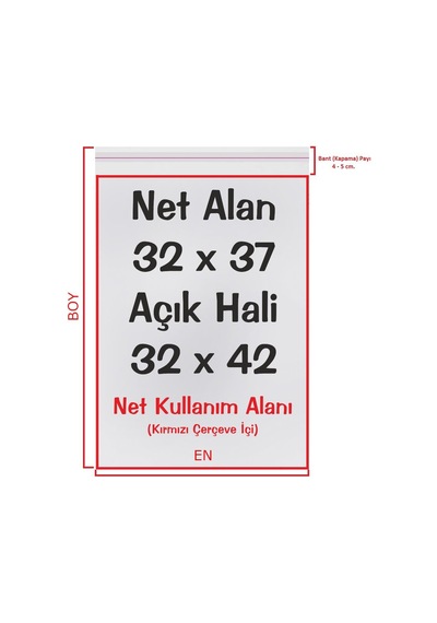 32x37+5 Cm (32*42) 500 Adet Şeffaf Bantlı Yapışkanlı jelatin Poşet