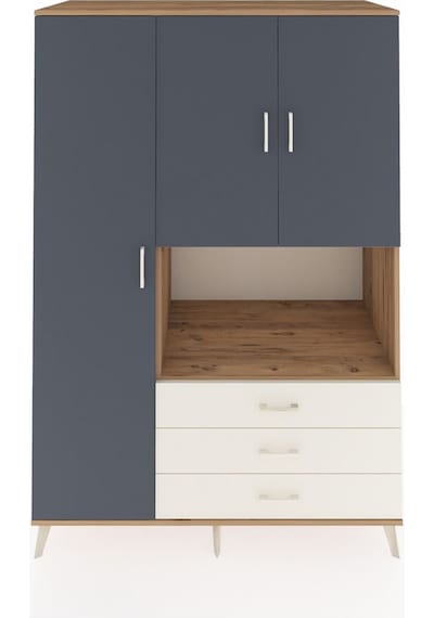 Kronos Dolap 6 Raflı 3 Çekmeceli 3 Kapaklı 132x59x195 Çam-ant... Çam
