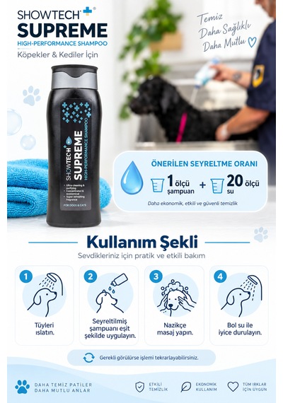 Showtech Supreme Yüksek Performanslı Köpek Ve Kedi Şampuanı 300 Ml - 20:1 Konsantre