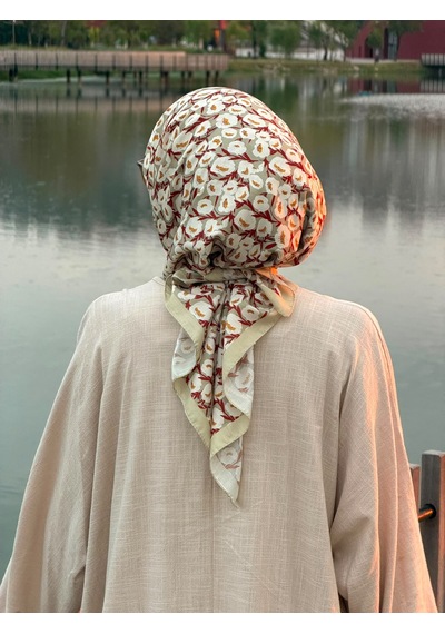 Qalortex Scarf Pamuklu Pera Desen Eşarp - Fıstık