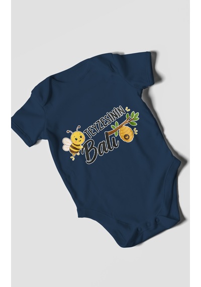 Morivokids Teyzesinin Balı Kısa Kollu Bebek Body %100 Pamuk Zbn225-kk Lacivert