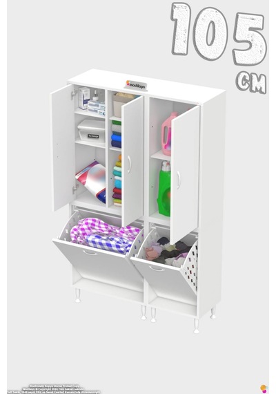 Ohbe 65 + 40cm Genişlik 160cm Boy 32,5cm Derinlik Kirli Sepetli 3 Uzun Kapak Çok Amaçlı Banyo Dolabı Beyaz Ohbe 65 + 40cm Genişlik 160cm Boy 32,5cm Derinlik Kirli Sepetli 3 Uzun Kapak Çok Amaçlı Banyo Dolabı Beyaz