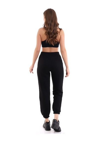 Winmoda34 Jogger Bol Kesim Kalın 3 Iplik Şardonlu Eşofman Altı Kadın Siyah