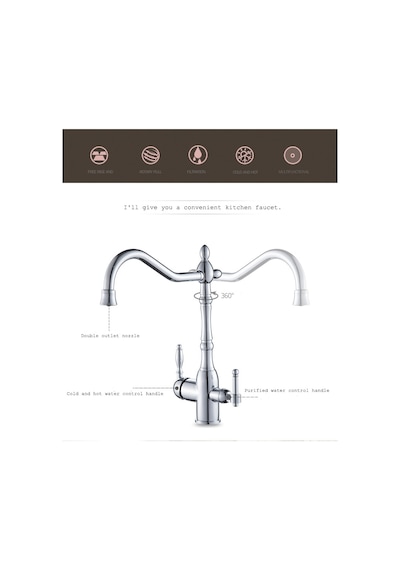 Mutfak Eviye Bataryası Krom Dual Flow Su Arıtma Çıkışlı Krom B04