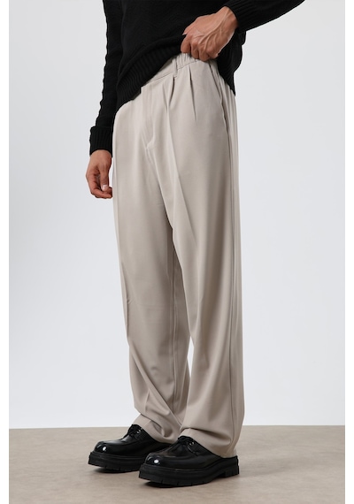 Vamos Baggy Fit Kumaş Pantolon 30-795-1 Taş